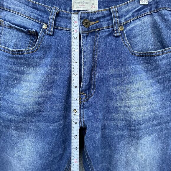 Smith & Mills Denim Jeans Mens 34 Blue Slim Straight Stretch Classic - Picture 6 of 9
